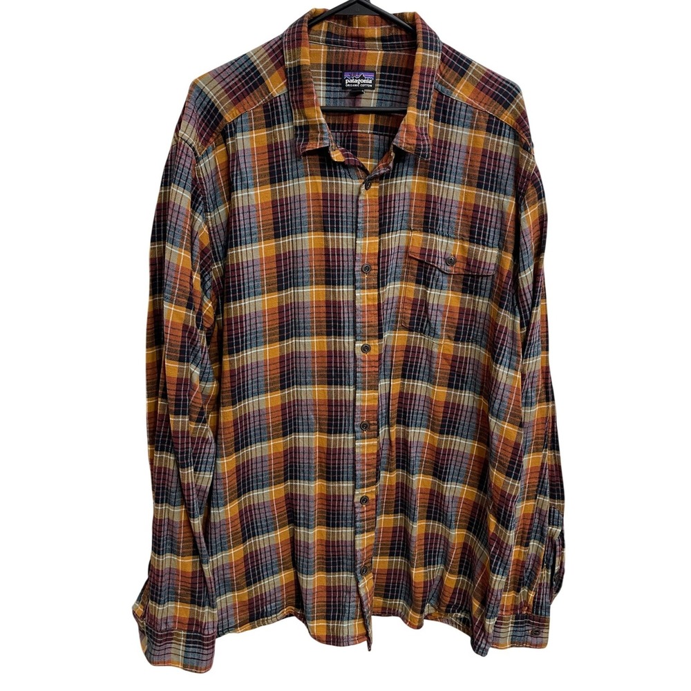 Patagonia Lightweight Fjord‎ Flannel Shirt 54020 Organic Cotton Plaid XXL